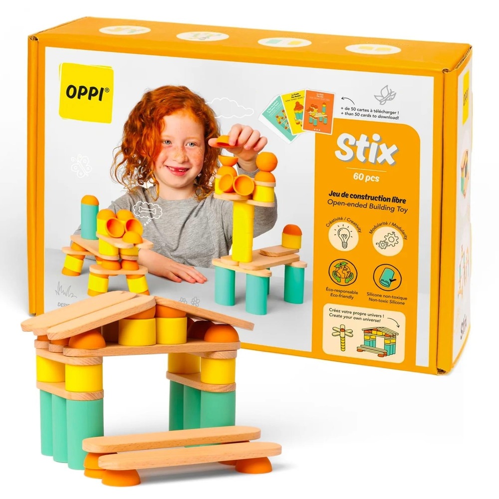 OPPI Stix 60 Pcs Open-Ended Building Toy Creative STEM Educational Set New